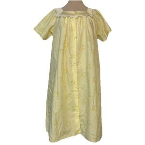 Vintage Previews USA Nightgown Yellow House Dress Satin Lace‎ Trim Cottagecore